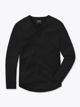 AO Long Sleeve Henley Curve-Hem | Black Signature-fit PYCA Pro®