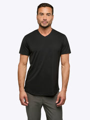 AO V-Neck Curve-Hem Tee | Black Signature-fit PYCA Pro®