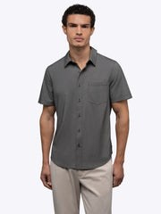 SoHo Short Sleeve Button Up | Heather Black Signature-fit