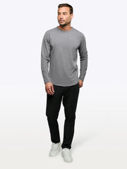 AO Long Sleeve Curve-Hem Tee | Heather Grey Signature-fit PYCA Pro®