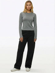 Long Sleeve Tomboy Tee | Heather Grey Slim-fit Tomboy-Cotton™
