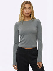 Long Sleeve Tomboy Tee | Heather Grey Slim-fit Tomboy-Cotton™