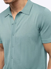 Riviera Knit Button Up | Isle Blue Signature-Fit