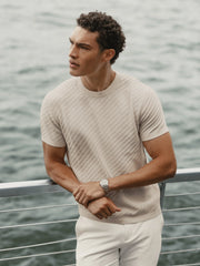 Riviera Knit Textured Tee | Sand Dune Signature-Fit