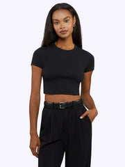 Tomboy Tee Cropped | Black Slim-fit Tomboy-Cotton™