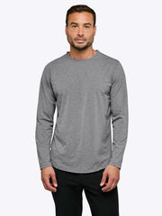 AO Long Sleeve Curve-Hem Tee | Heather Grey Signature-fit PYCA Pro®