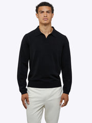 Riviera Knit Long Sleeve Polo | Black Signature-Fit