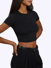 Tomboy Tee Cropped | Black Slim-fit Tomboy-Cotton™