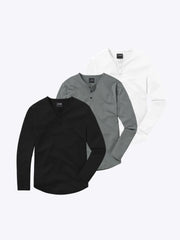 AO Long Sleeve Henley 3-Pack