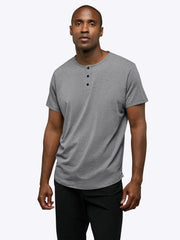 AO Henley Curve-Hem | Heather Grey Signature-fit PYCA Pro®