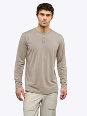 AO Long Sleeve Henley Curve-Hem Tee | Pure Cashmere Signature-Fit PYCA Pro®