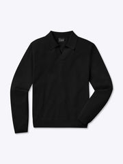 Riviera Knit Long Sleeve Polo | Black Signature-Fit