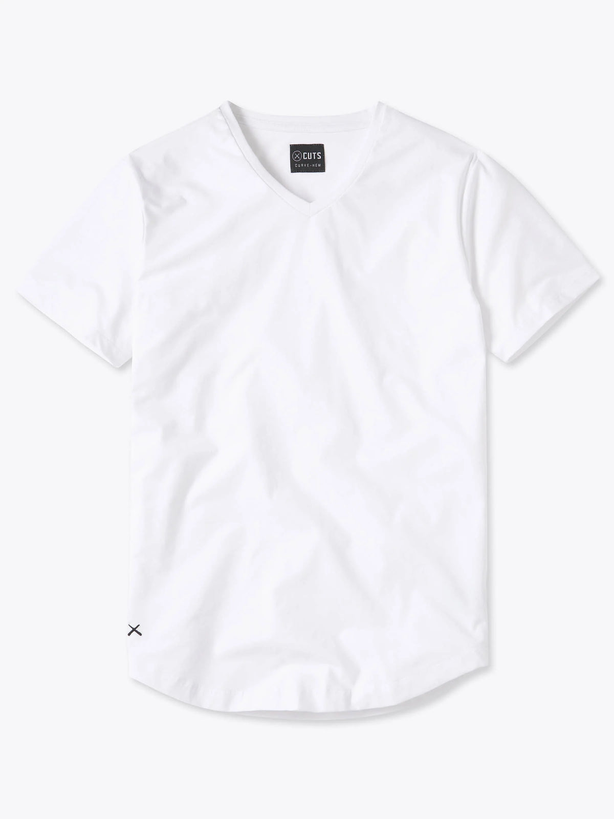 AO V-Neck Curve-Hem Tee | White Signature-fit PYCA Pro®