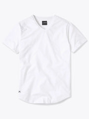 AO V-Neck Curve-Hem Tee | White Signature-fit PYCA Pro®