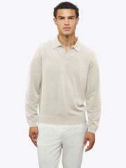 Riviera Knit Long Sleeve Polo | Sand Dune Signature-Fit